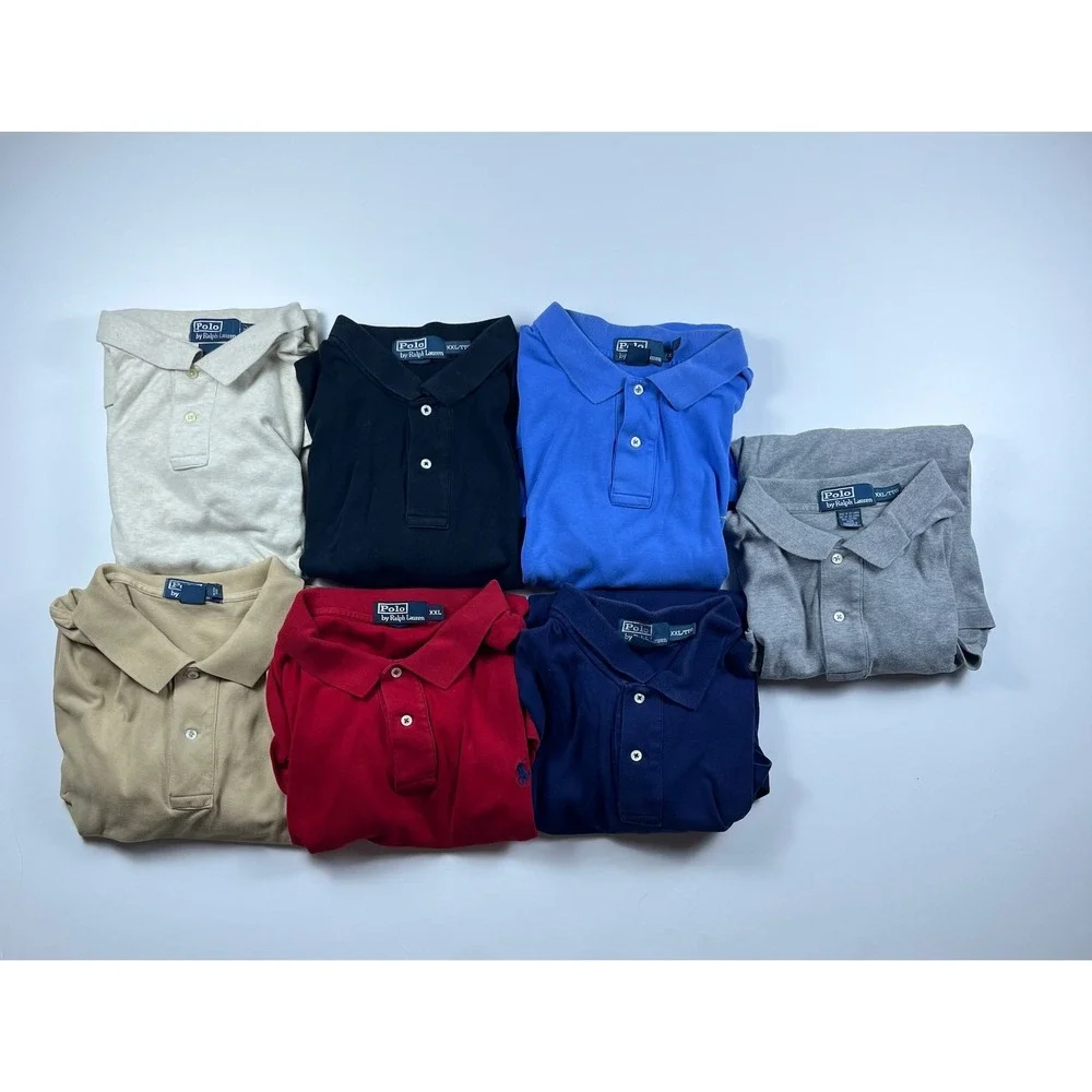 Lot of 7 Polo Ralph Lauren Mens XXL Custom Fit Short Sleeve Preppy Polo Shirts